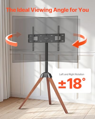 VEVOR Tripod TV Stand 40-65in TV - Oak Legs, 99 lbs, 18° Swivel, VESA 600x400mm (Tripod)