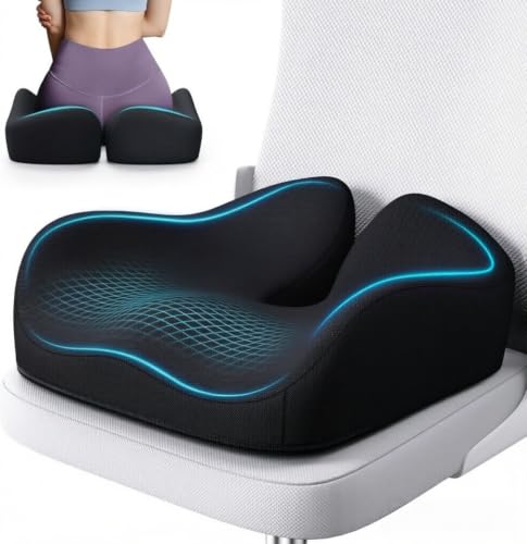 Benazcap Black Memory Foam Seat Cushion – Ergonomic Office & Chair Pad