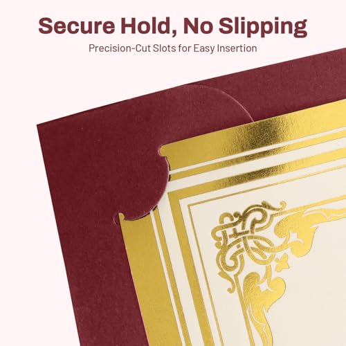 SUNEE 30 Packs Burgundy Certificate Holders with Gold Foil Border, 8.5x11 Letter Size