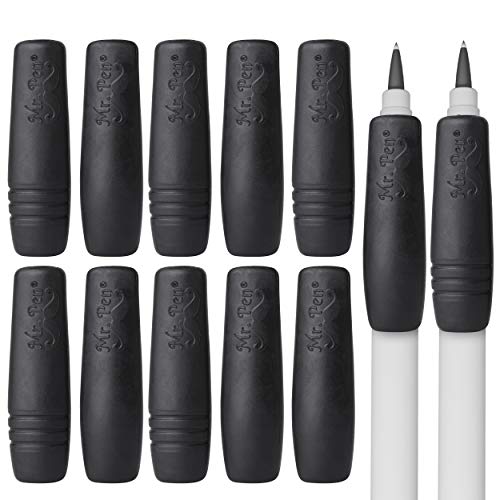 Mr. Pen Black Pencil and Pen Grip 12 Pack Ergonomic Silicone Comfort