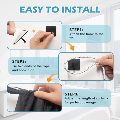 LILXIU 78 x 53 Inch Cubicle Curtain with Self-Adhesive Hooks, Blackout Room Divider