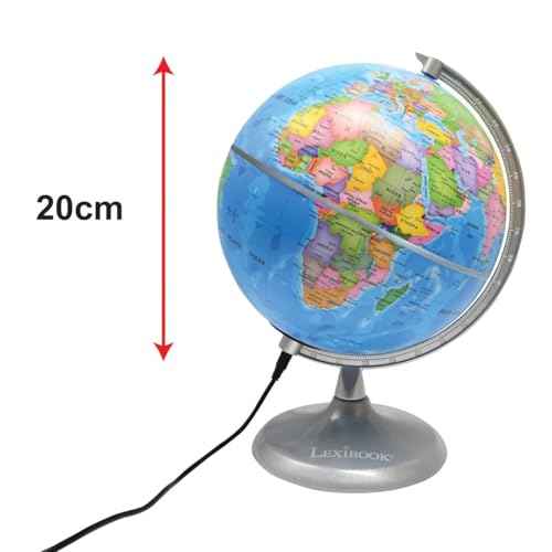 Lexibook Luminous Globe Planetarium, STEM, 2-in-1 Globe during the day, Constellation map at night, Blue/Black, NLJ185EN