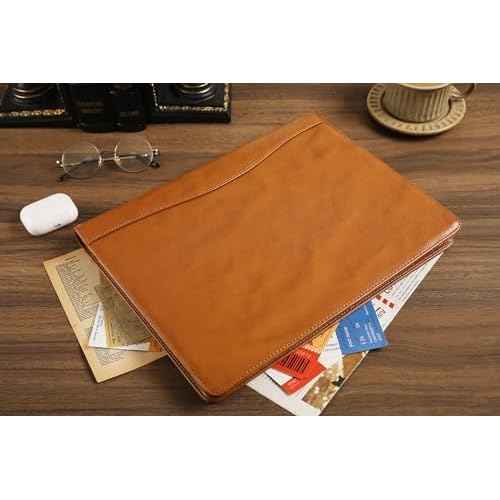 DUKE&COW Portfolio Binder - Personlized Clipboard Folio Compact Padfolio Engraved Leather Portfolio Legal Pad Holder, Ideal Padfolio for Men - Brown
