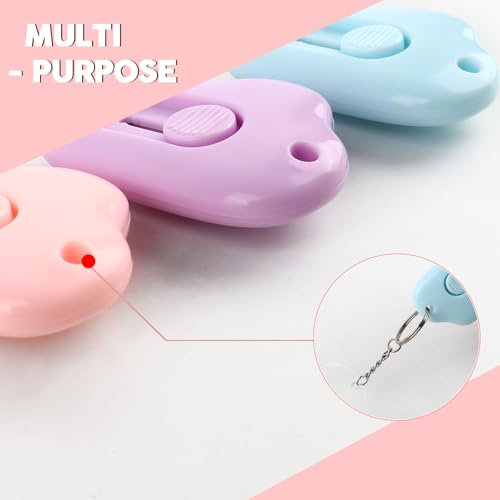 IWERP 3 Pack Mini Cloud Keychain Box Cutter - Retractable Letter Opener
