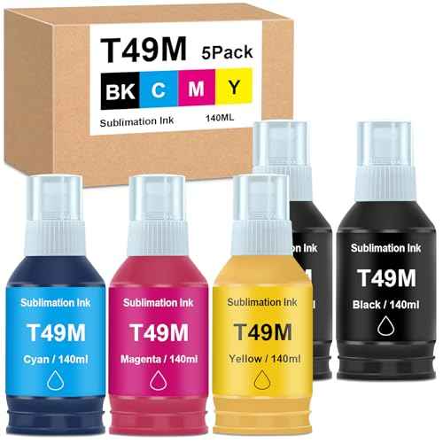 T49 T49M Sublimation Ink 700mL Compatible Replacements for SureColor F170 F570 Sublimation Printers T49M1 T49M2 T49M3 T49M4 Ink, Autofill/ICC-Free/Anti-UV, 2 Black T49M & 3 Color