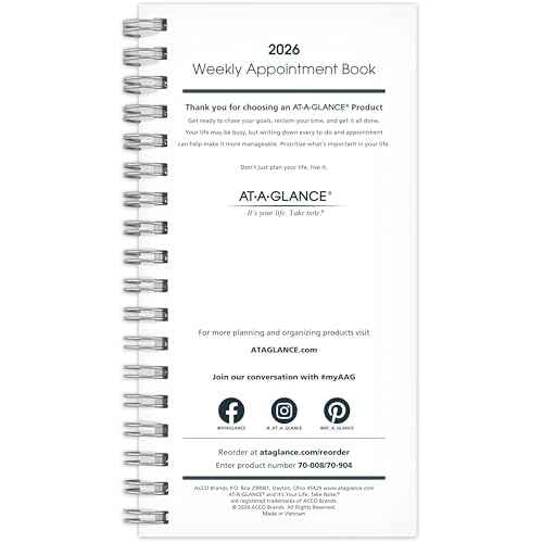 AT-A-GLANCE 2026 Weekly Appointment Book Planner Refill for 70-008, 3-1/4" x 6-1/4", Pocket Size (709041026)