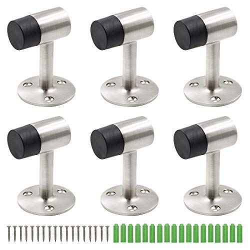3 Inch / 75mm Heavy Duty Floor Stop, Door Stopper Stainless Steel Brushed Nickel - Pack of 6