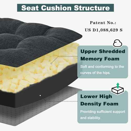 baibu Seat Cushion & Lumbar Support Pillow Set for Office Chair, Dual-Layer Patent Design Memory Foam Office Chair Cushion & Ergonomic Back Support Pillow for Wheelchair, Car Seat, Gaming Chair, Black