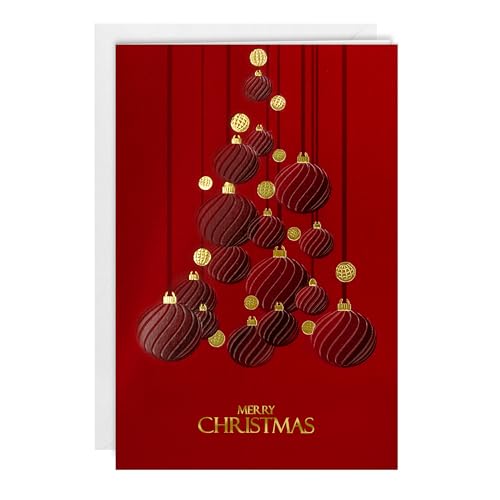 easykart labels 48 Christmas Greeting Cards with Gold Foiling & Embossing with Envelopes, Dark Red Colour, 6.75 x 4.5 Inch Merry Christmas Cards with Seal Stickers For Friends, Family and loved Ones ( 3 Pack )