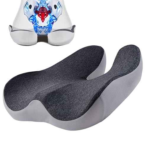 Pressure Relief Seat Cushion for Long Sitting Hours on Office/Home Chair, Car, Wheelchair - Extra-Dense Memory Foam for Hip, Tailbone, Coccyx, Sciatica-Black (Light Edge)