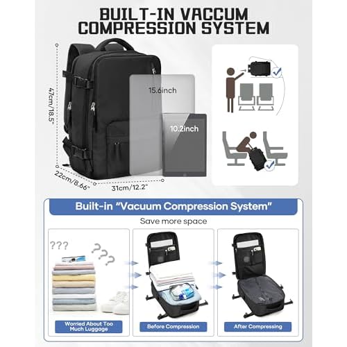 WONHOX Large Travel Backpack Carry on Flight Approved Laptop Work Business Backpack for Women Men Mochila de Viaje
