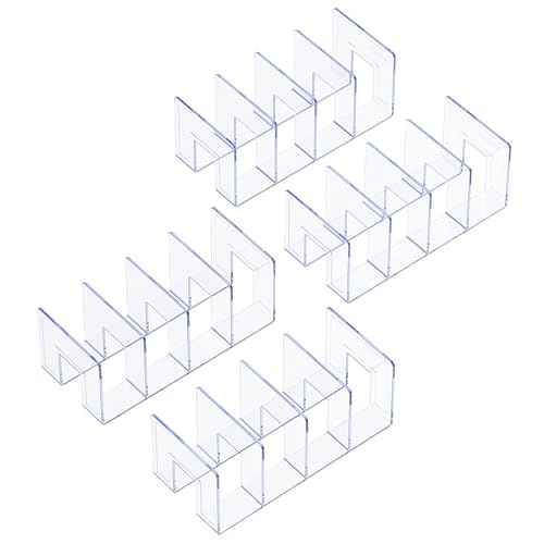YAGELI Clear Acrylic Purse/Handbag Organizer - 4 Sections Divider for Closet Storage - Sturdy Organizer Rack for Purses, Handbags, and Clutches(4Pack-4Sections)