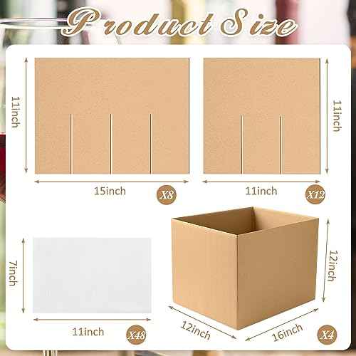 Leinuosen Moving Boxes Packing 16 x 12 x 12 Inch Divider Kits Included 10 Corrugate Dividers with 24 Foam Pouches for Shipping, Kitchen Moving Box Kit Dish Packing(2 Pack)