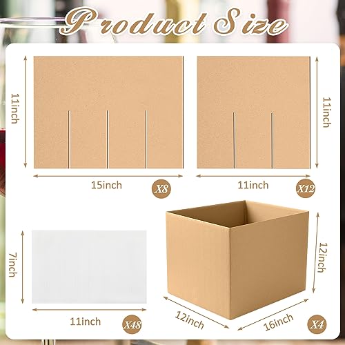 Leinuosen Moving Boxes Packing 16 x 12 x 12 Inch Divider Kits Included 10 Corrugate Dividers with 24 Foam Pouches for Shipping, Kitchen Moving Box Kit Dish Packing(4 Pack)