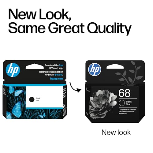 HP 68 Black Ink Cartridge for Envy 6100e, 6500e Series - Black, 7FP21TN