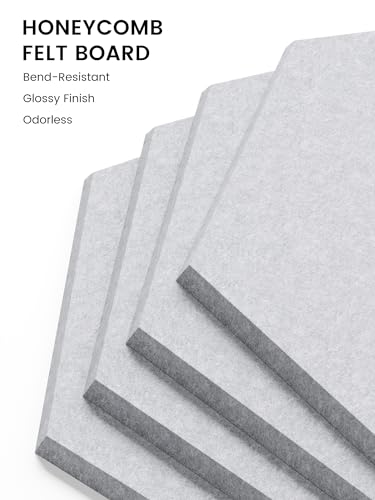 Fluxynara Soft Gray Hexagon Felt Bulletin Board Tiles - 8 Pack, Large