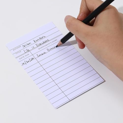 Apprabbr 400 Pcs Library Card Pockets & Due Date Cards Set 3x5 White