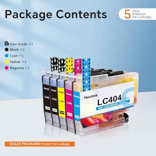 LC404 5 Pack High Yield Compatible Ink Cartridges Replacement for Brother LC 404 LC-404 LC404BK to Use with MFC-J1205W MFC-J1215W (5 Pack, 2 Black 1 Cyan 1 Magenta 1 Yellow)