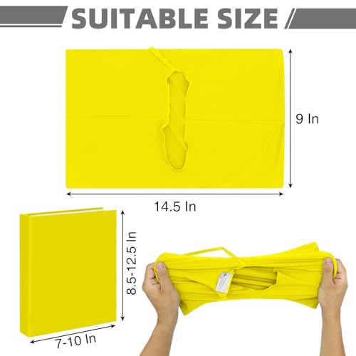 KICNIC Yellow Fabric Book Cover Jumbo - Adjustable, Reusable 9x11 Inch