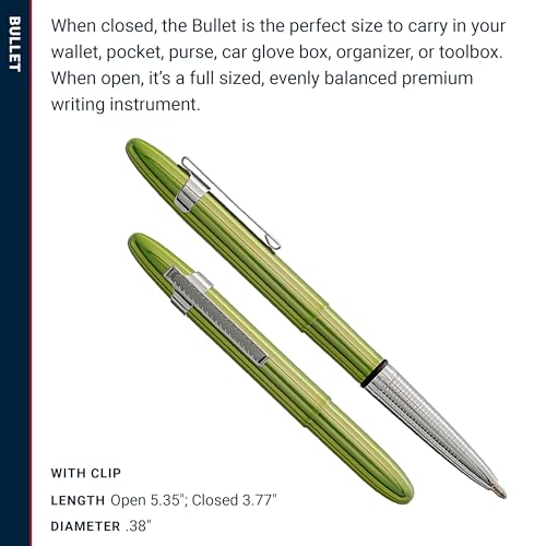 Fisher Space Pen Aurora Borealis Bullet Space Pen, Ballpoint, Lime Green, Black Ink, Pocket Clip, Gift Box