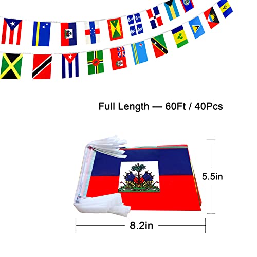 20 Caribbean Flag Banners for Outdoor & Indoor Celebration, 60 Feet