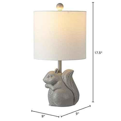 Safavieh Kids Lighting Collection Sunny Squirrel Grey Ceramic 18-inch Bedroom Living Room Home Office Desk Nightstand Table Lamp (LED Bulb Included)