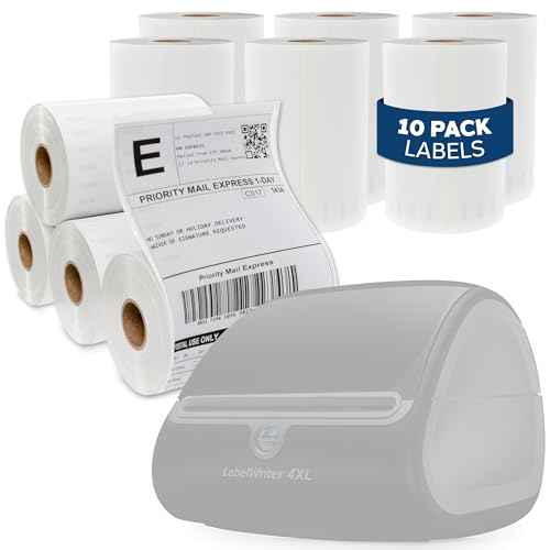 4x6 Thermal Labels Roll - Compatible with Dymo 4XL or Rollo 4x6, Perforated Strong Adhesive, Replaces Dymo 1744907, 250 Per Roll(10 Rolls | 2500 Labels)