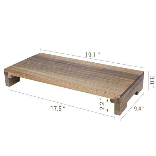 MyGift Premium Acacia Solid Wood Desk Monitor Stand, Laptop Riser & Keyboard Storage ? Wooden Desktop Organizer for Screen Display and Workspace Organization