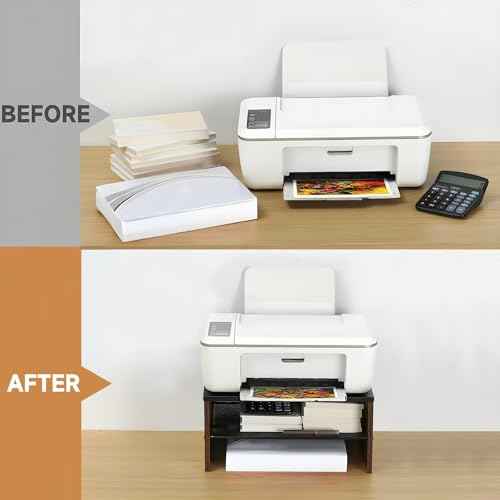 2 Tier Desktop Printer Stand,Multi-Purpose Desk Organizer for Folders,Books,for Fax Machine, Scanner,Home Office