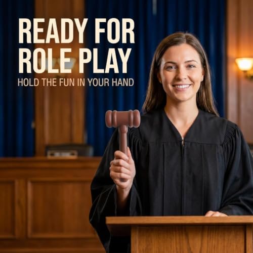 Wooden Judge Gavel Cartoon Style Costume Accessory for Courtroom Role Play & Desk Decor