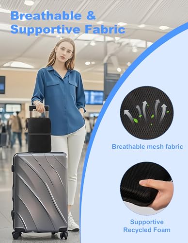 FASTMOMENT Portable 15.7'' Foldable Airplane Seat Cushion – Black, Standard Size