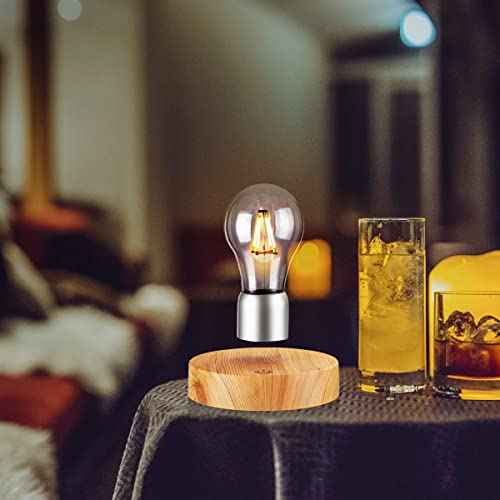 Floating Light Bulb Lamp, Magnetic Levitating Rotating Bulb Lamps, Levitating Wireless LED Bulb Desk Lamp Night Lights for Room D?cor, Cool Gifts for Christmas, New Year, Birthday