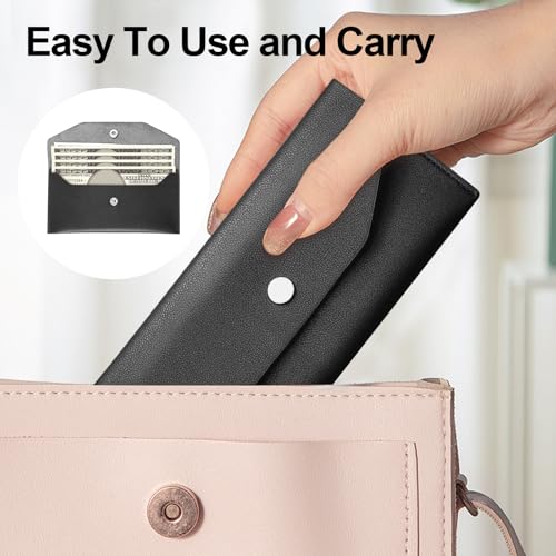 Nolcha Reusable Pu Leather Cash Envelope Wallet Black Men Women