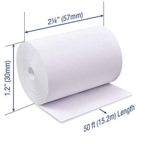 2 1/4 x 50 feet x 100 rolls CORELESS BPA Free Thermal Paper Rolls for Handheld Thermal Receipt Paper Printers. 30mm diameter