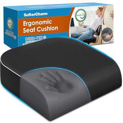 Seat Cushion, Memory Foam Office Chair Cushions for Long Sitting Hours, Chair Pad for Sciatica, Coccyx, Tailbone, Hip Pain & Pressure Relief, Office, Home,Car Seats,Airplane, Black/X-Large
