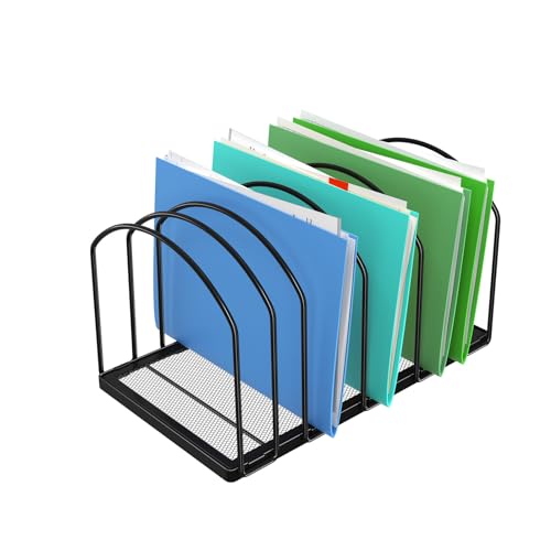 Simple Trending 9 Section Metal File Sorter Organizer for Desk, Vertical File Folder Stand for Home Office, Black