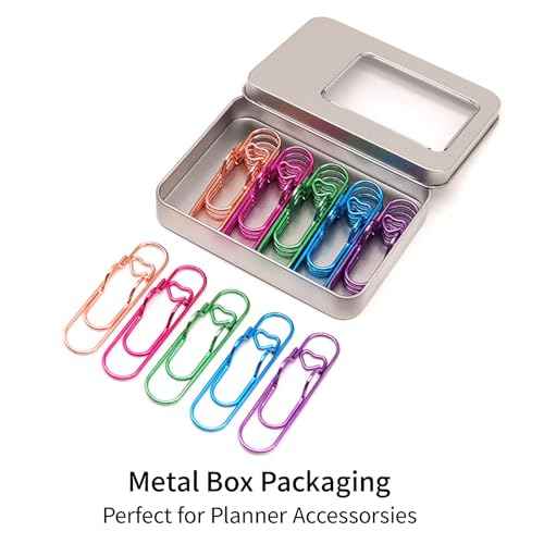 15 Pcs Metal Pen Holder Clips for Notebook, Planner Accessories, Heart Paper Clips