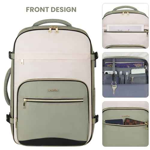 YAMTION 40L Large Travel Backpack for Women,Carry On Luggage with 4 Packing Cubes, Airline Approved Weekender Backpacks for Personal Items fits 17 Inch Laptop