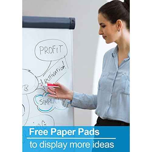 Dry Erase Easel 36" x 24", Height Adjustable Magnetic White Board with Tripod Stand, Office Presentation Board with 25 Sheets Flipchart Paper Pad, Magnets & Eraser, Black