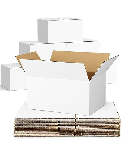 Poever 40-Pack Small Shipping Boxes 9x6x4 Inches White Corrugated Cardboard