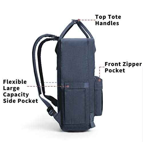 KALIDI Casual Laptop Backpack 15 Inches Classic Camping Rucksack Travel Outdoor Square Daypack College Hiking Gym Bag, Grey Blue