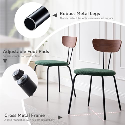 Set of 4 Stackable Dining Chairs with Green Fabric Cushions – Lecafur HL