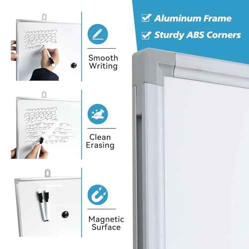 Magnetic Writeboard 24X36 Dry Erase Board Hanging & Wall Mounted Whiteboard S Aluminium Frame Message Boards for Home, School, Office, Kitchen