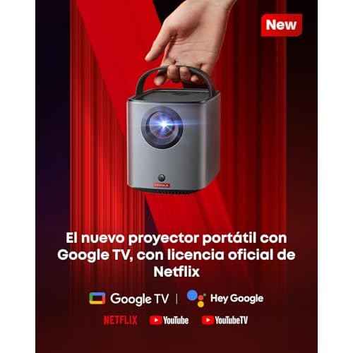 NEBULA Mars 3 Air GTV Projector - Netflix Officially Licensed, 400 ANSI-Lumen Brightness, Native 1080P, Dolby Digital Sound,150-Inch Picture, Built-In Battery for 2.5 Hours of Playtime Anywhere.