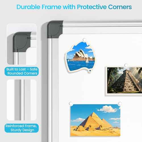 VUSIGN Magnetic White Board, 36 ¡¿ 24 inches, Dry Erase Board for Wall, Silver Aluminium Frame, Hanging Whiteboard for Kids, Students, Office, Kitchen