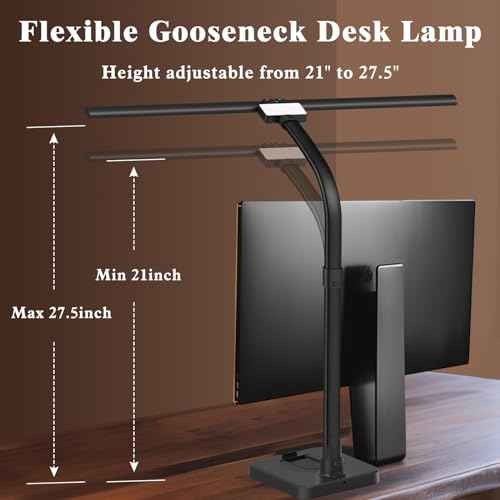 LED Desk Lamp for Home Office, 24W Bright Desk Lamp with Phone Holder Base - 25 Lighting Modes Eye-Caring Desk Light Adjustable Gooseneck Lamp for Workbench Drafting Reading Study