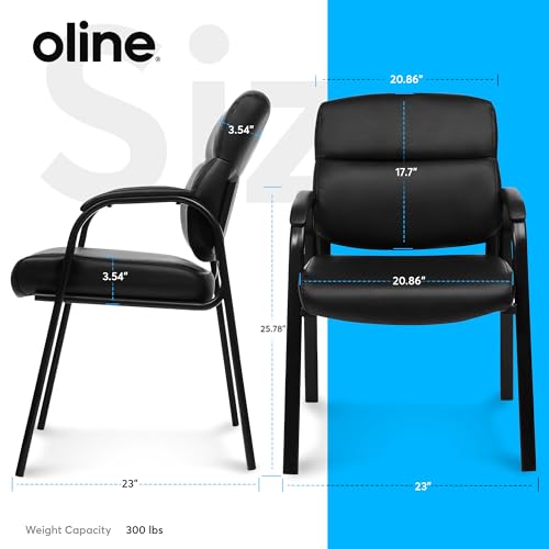 Oline Leather Guest Chair with Padded Arms — 1 Pack, ErgoComfort Reception Chair, Black