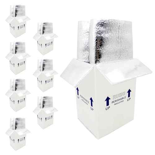 7x6x10¡± Insulated Shipping Boxes for for Frozen Food, 8 Pack Perishable Shipping Cooler Styrofoam Boxes Cold Packaging Perishables Mailing Insulated Carton with Aluminum Foil Liner Bag