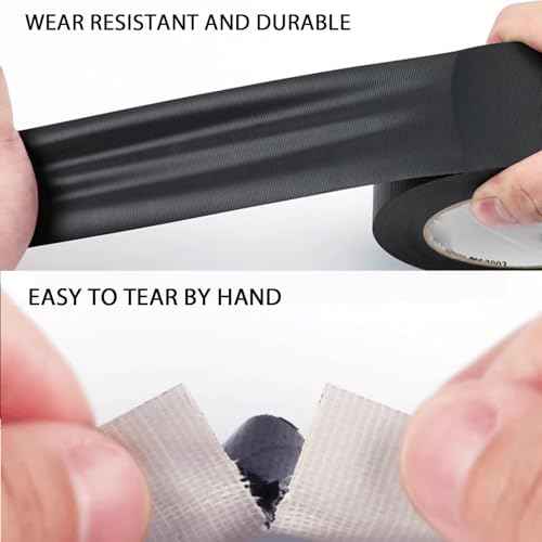 3-Pack Duct Tape Heavy Duty Black Waterproof, 66 Yards x 1.88 Inch Total Strong Adhesive Duct Tape No Residue Bulk for Home Use, DIY, Projects, Outdoor Repairs Tear by Hand