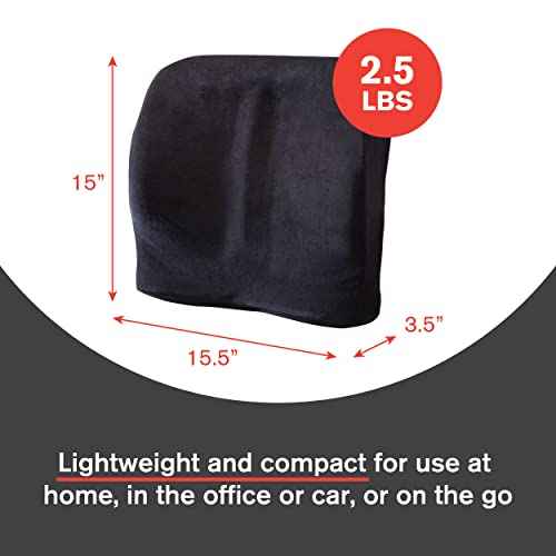ObusForme Sit-Back Cushion ? Seat Cushion and Posture Support, Contoured Ergonomic Design for Soothing Relief, Memory Foam Lumbar Support Pillow for Office Chairs and More